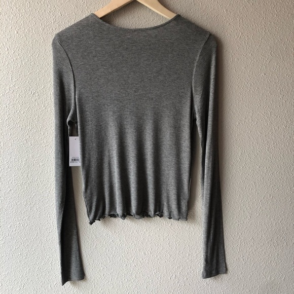 NWT Nordstrom BP LS Fitted Ribbed Scoop Neck Grey - Picture 8 of 11